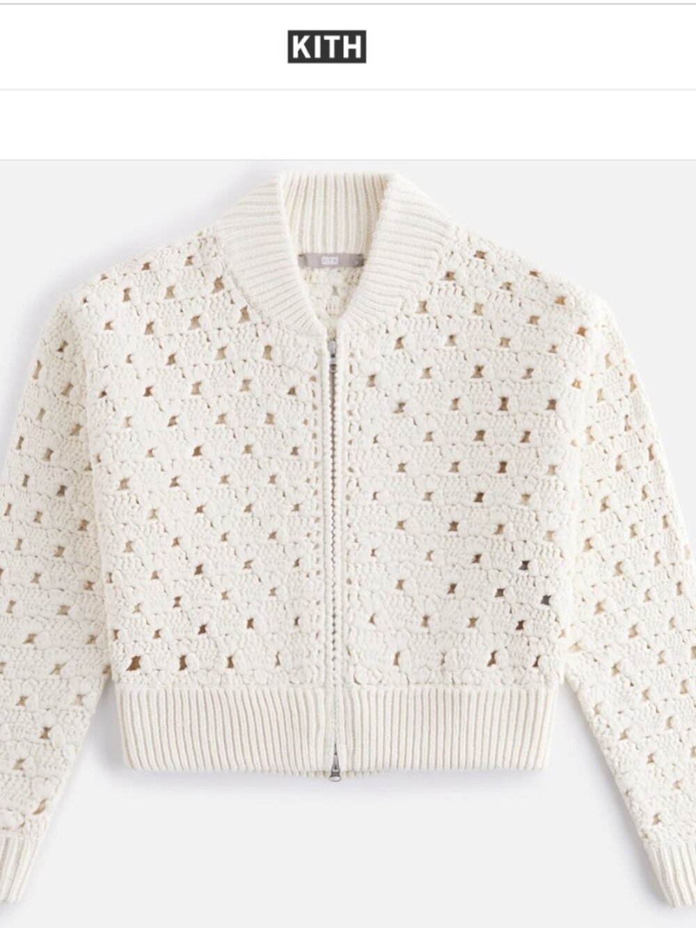 Kith Women Merritt Crochet Knit Bomber Zip Jacket Fall Size Small